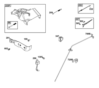 Controls Group Diagram and Parts List for 19N132-0028-H5 100000 - 19Z999 Briggs and Stratton Engine